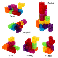 DASDAX Magic Magnetic 3D Cubes rocket assembly demonstrates versatile shapes