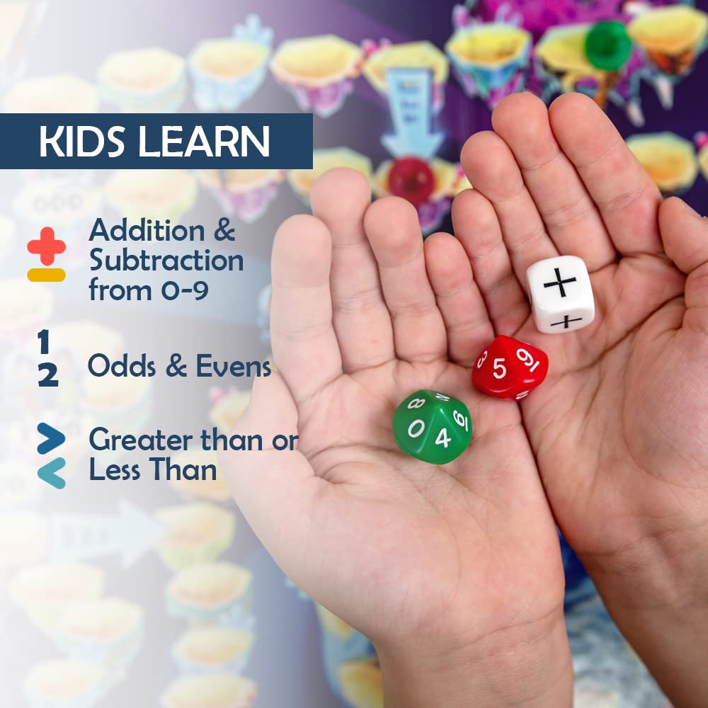 Kids collaborate to solve addition and subtraction challenges in a space themed adventure.