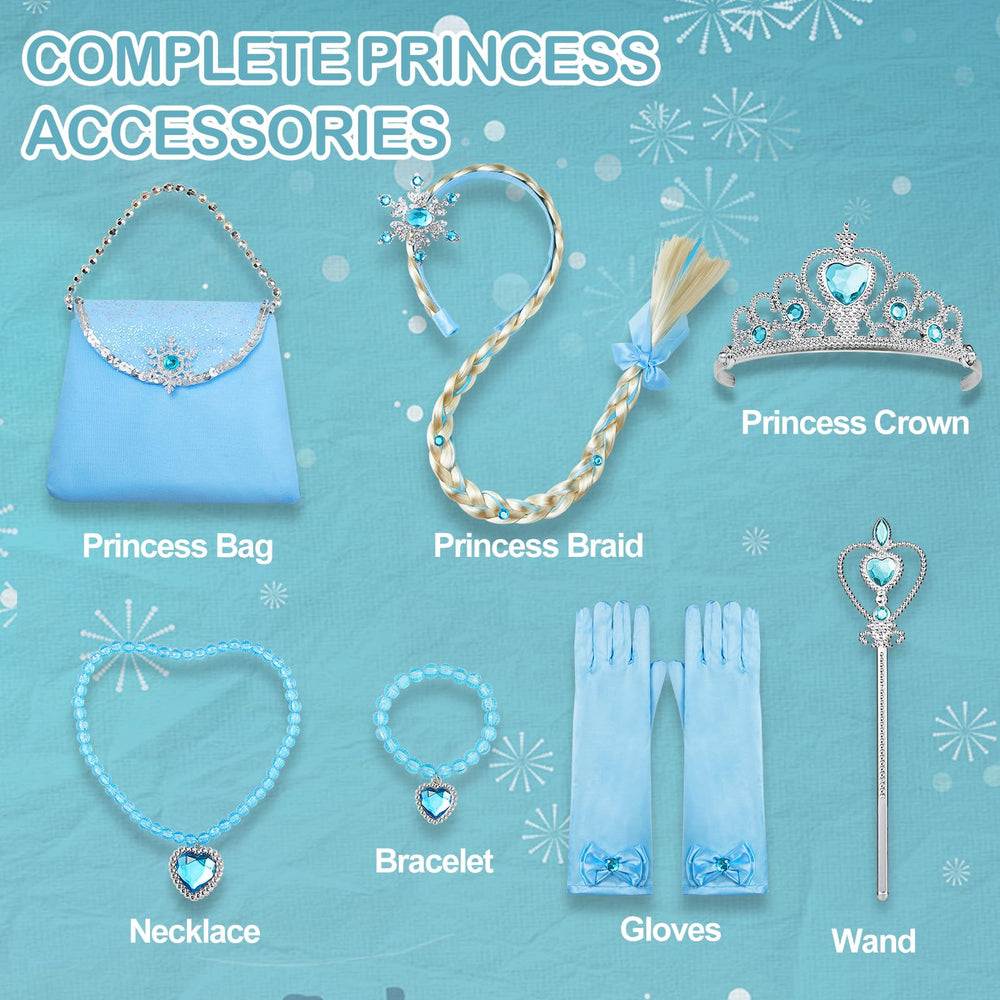 Davvew Princess Dress complete accessory set boosts imaginative playtime.