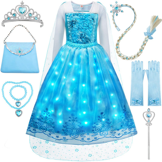 Davvew princess dress with light-up skirt for magical moments during play.