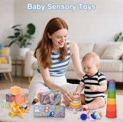 Dazhshun soft blocks provide tactile exploration and safe teething-friendly surfaces.