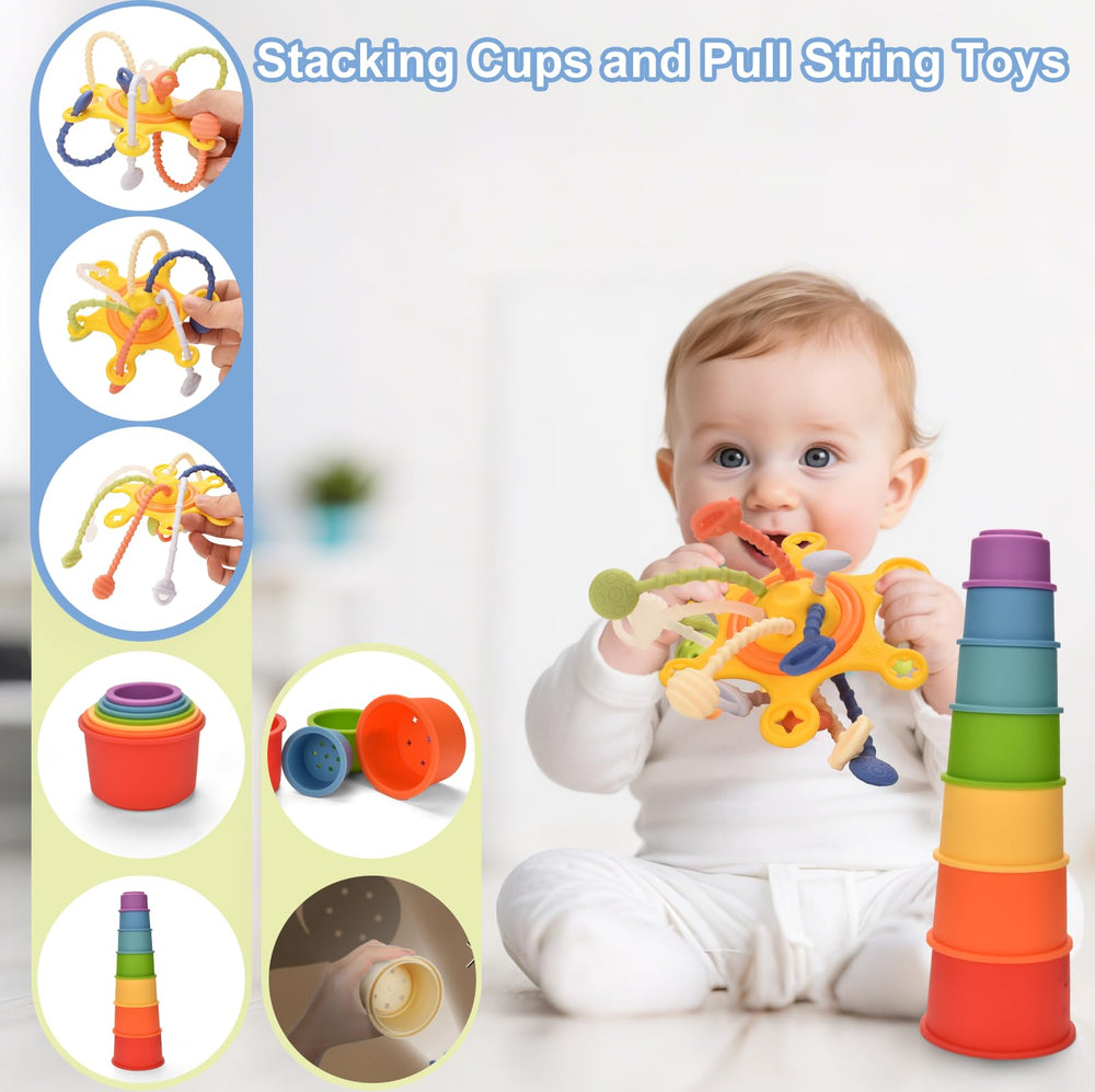 Dazhshun tissue box toy offers sensory crunch and visual interest.