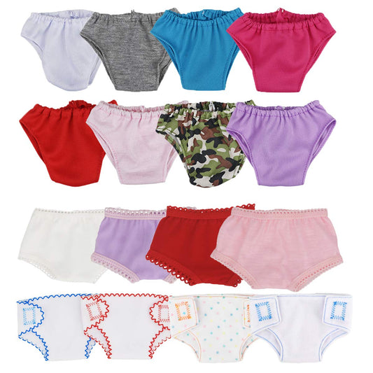 DC-BEAUTIFUL 16-pcs doll diaper patterns for 14–18 inch dolls, variety for play.