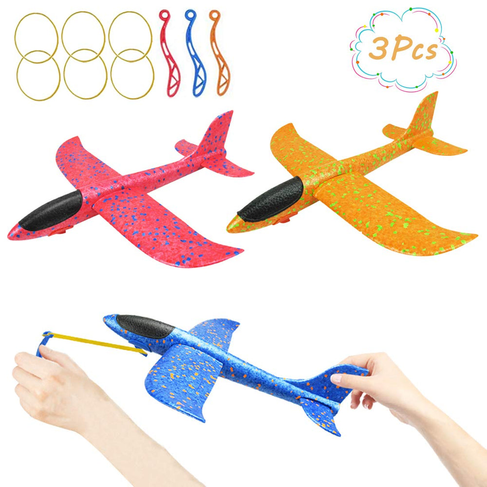DC-BEAUTIFUL red foam airplane from the 3 pack ready for outdoor flight with string launch