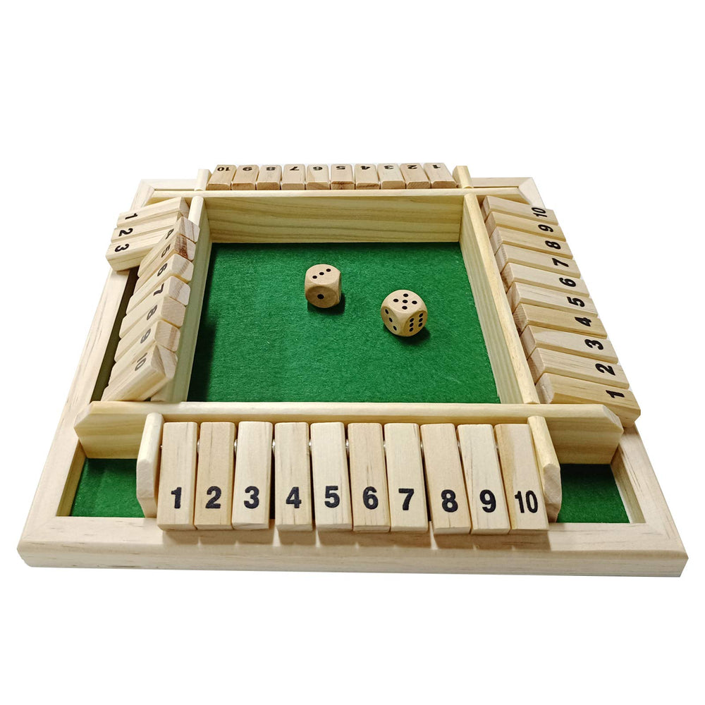 DC-BEAUTIFUL Shut The Box board with premium pinewood for durable, smooth play.