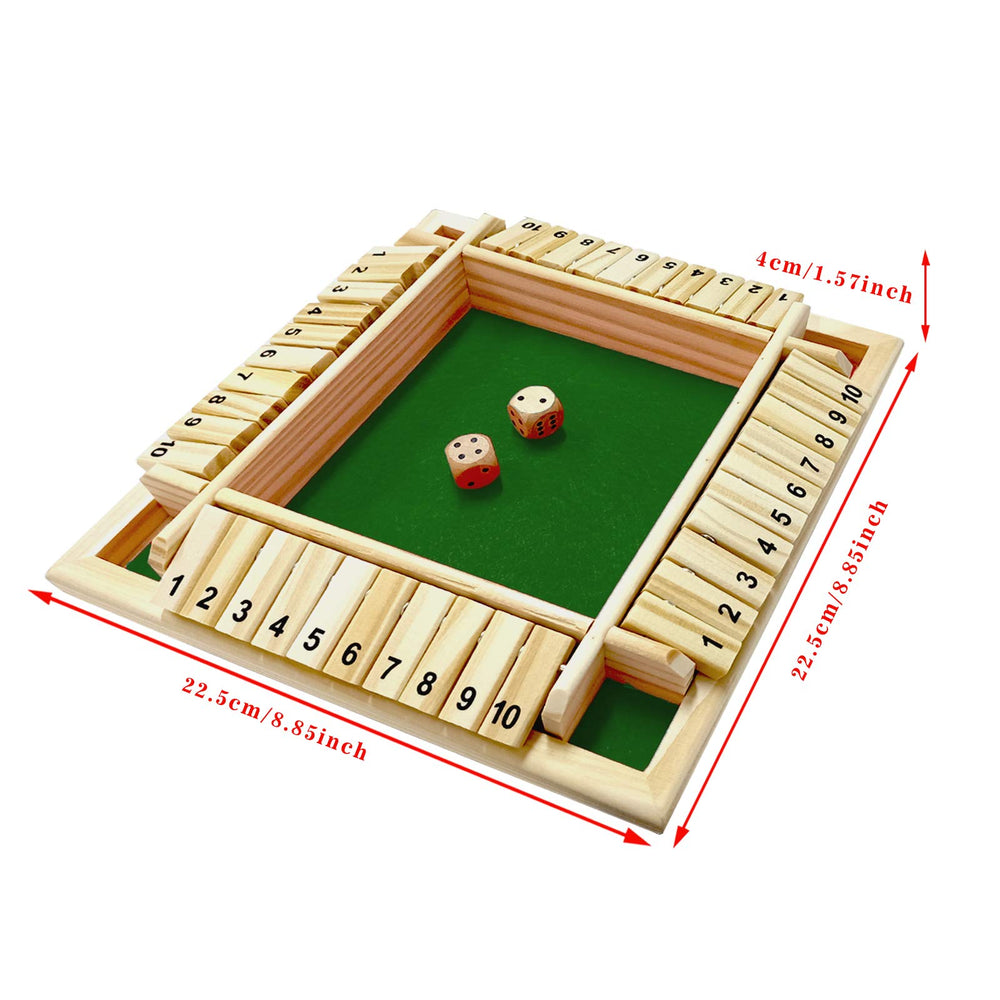 DC-BEAUTIFUL Shut The Box number cards show quick math options during play.