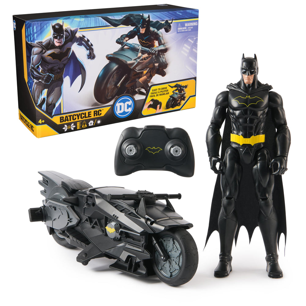 DC Comics Batman Stealth remote control Batcycle ready for action-packed play sessions.