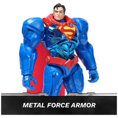 DC Comics Metal Force Superman armor detail highlighting metallic finish and armor design.