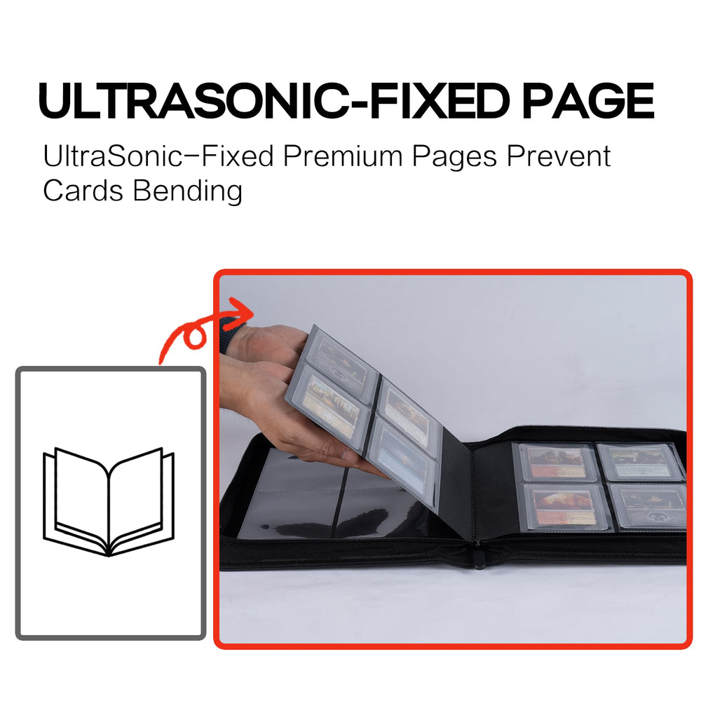 Binder uses water- and dust-resistant material to protect cards during storage.