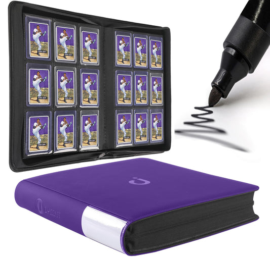 D DACCKIT top-loader binder 288-capacity, front view showing organized trading cards at a glance.