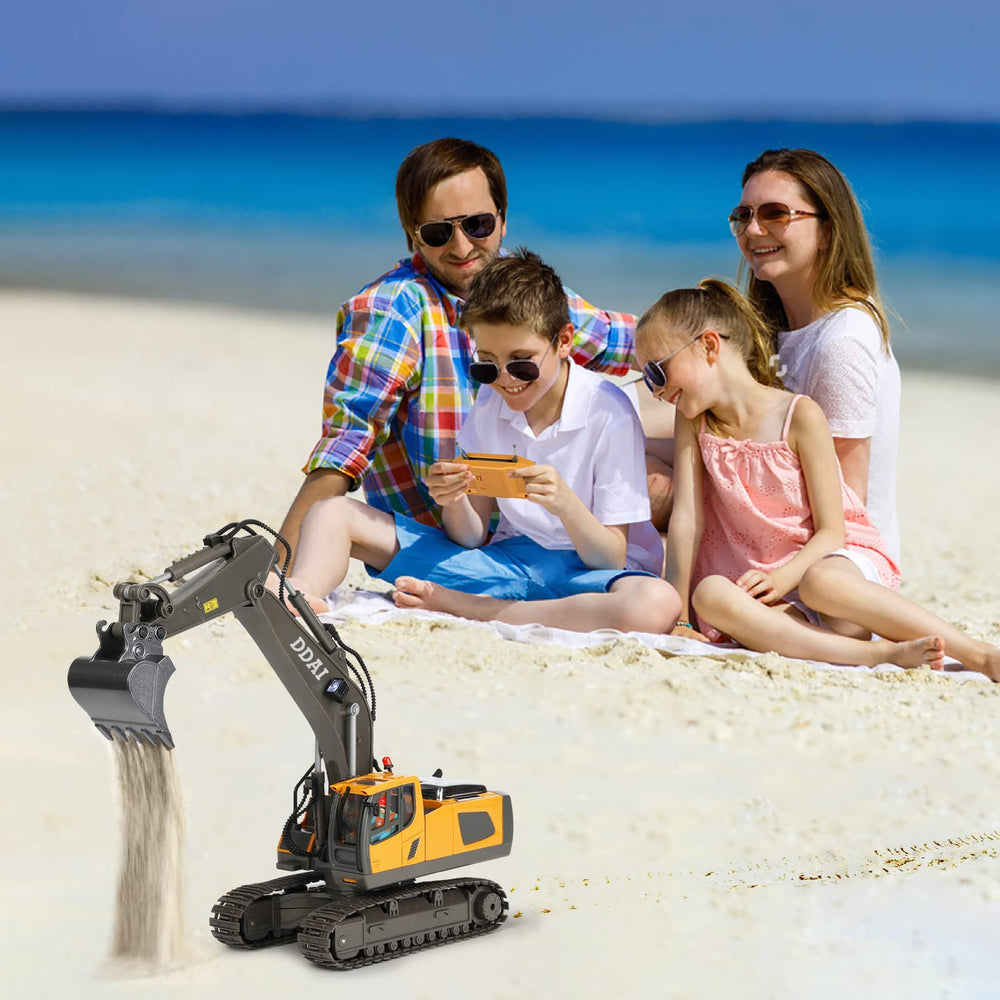 DDAI RC excavator controller for precise handheld control.