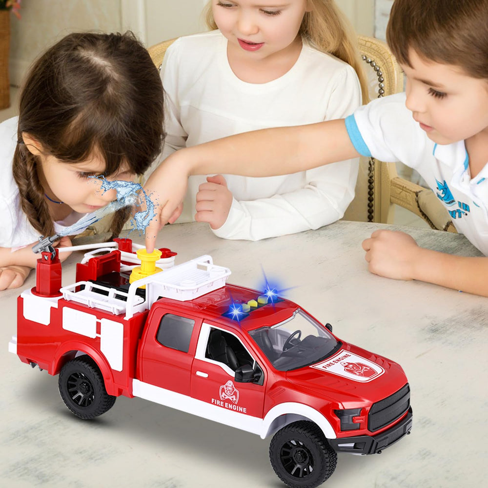 DDZOOU Big Fire Truck Toy uses inertia for easy race-and-play action.