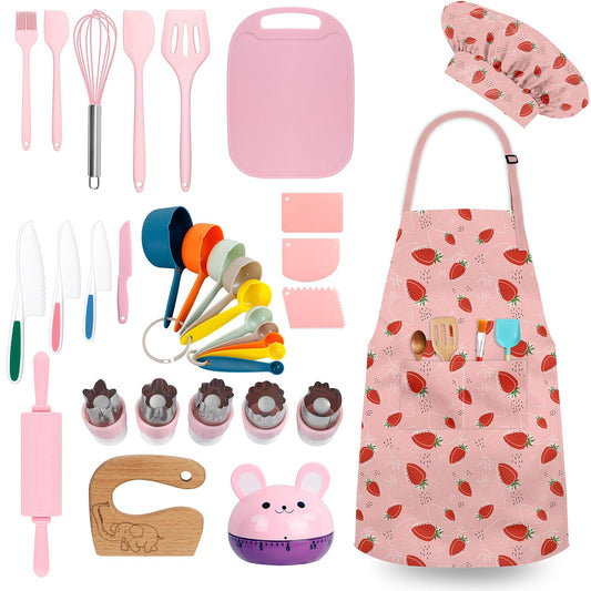 DEABOLAR 33-piece set with chef hat and apron for imaginative play