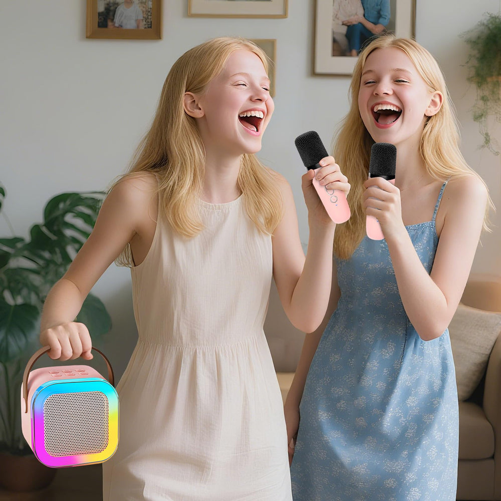 DEABOLAR portable karaoke with strap enables easy transport for home or on-the-go events.