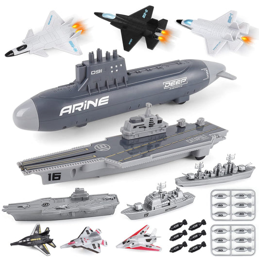 deAO aircraft carrier toy set for imaginative play and improved hand-eye coordination.