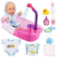 deAO baby doll bath set with tub and faucet for realistic bath time play