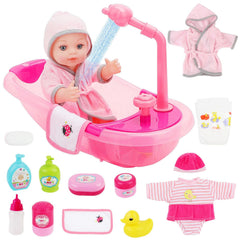 deAO Baby Doll Bath Set bathtub with faucet for realistic bath play