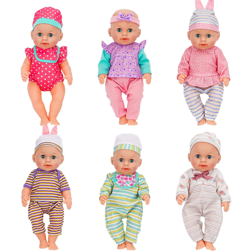 deAO six outfits for 12-14 inch dolls, ready for imaginative play and styling.