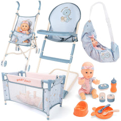 deAO baby doll set with crib promotes nurturing play and imaginative caregiving.