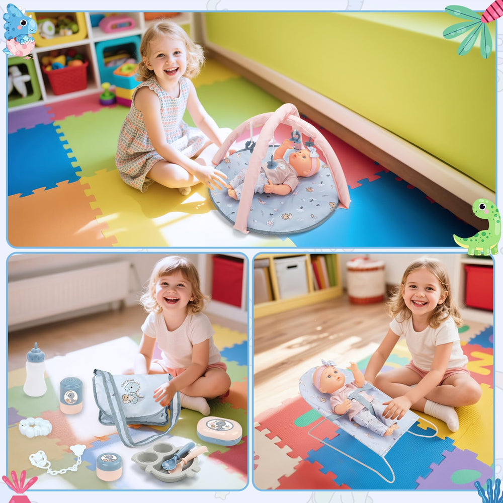 deAO baby doll set plates and spoons for mealtime pretend play
