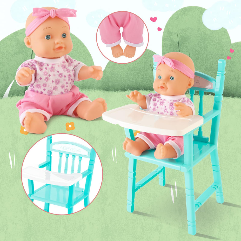 The deAO Baby Doll Set stroller enables portable pretend play on the go.