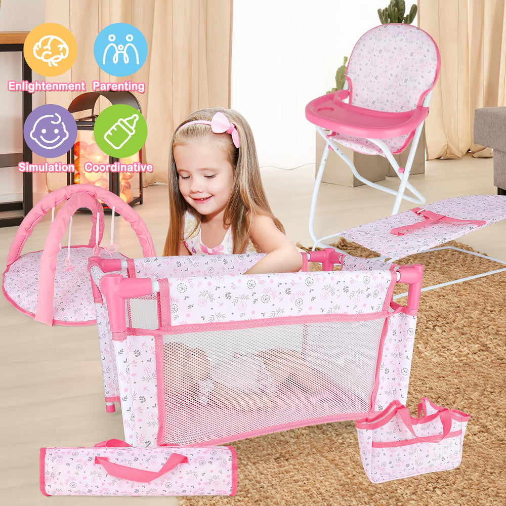 deAO Doll Swing in pink offers rocking play and calm moments.