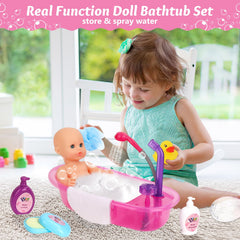 deAO bath tub with detachable shower spray enables interactive play