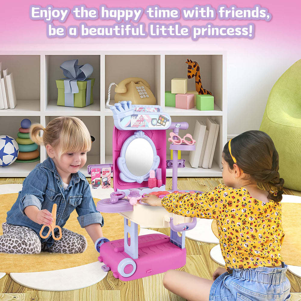 deAO compact toddler vanity case, perfect for small space playrooms.