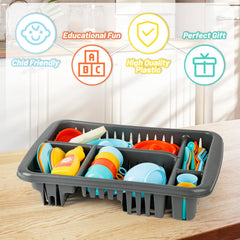 deAO cups and dishware toy set supports sharing and cleanup play