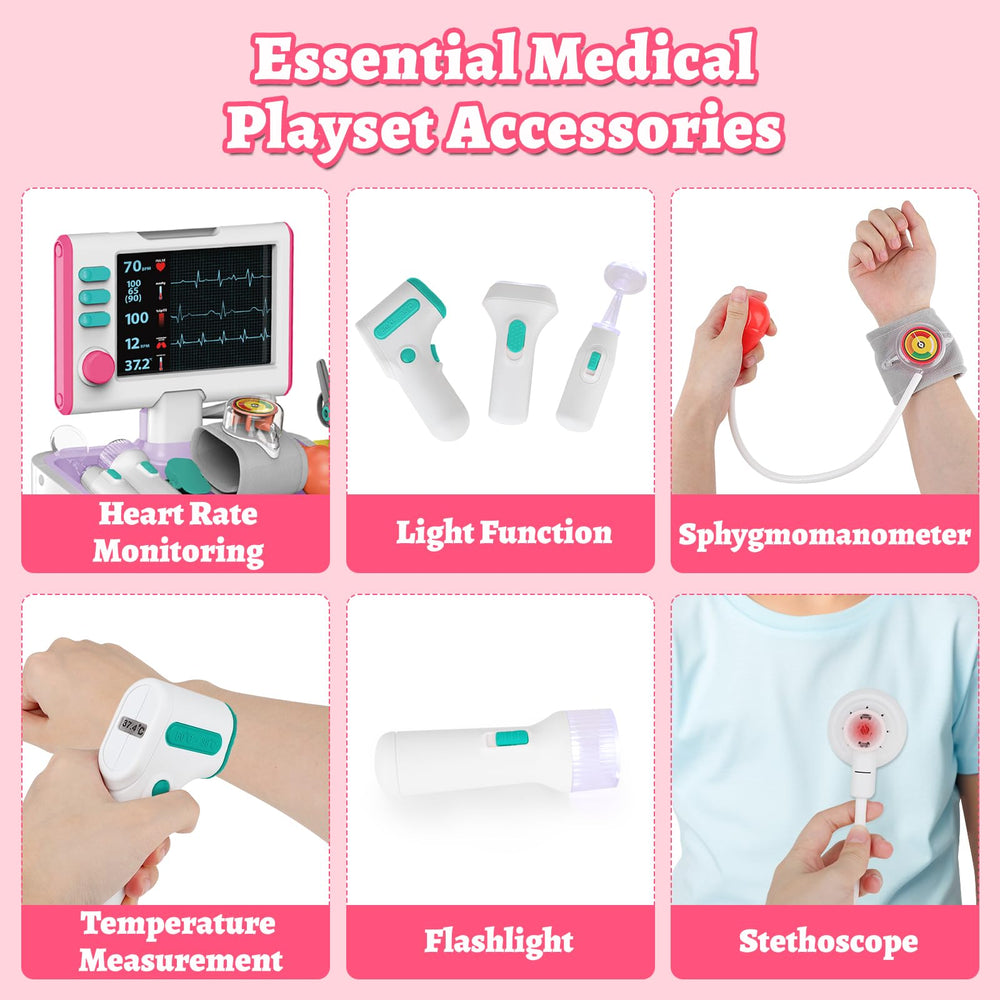 deAO Doctor Kit flashlight highlights patient exams during pretend play