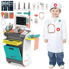 deAO Doctor Kit: toddler doctor cart for push-along pretend play.