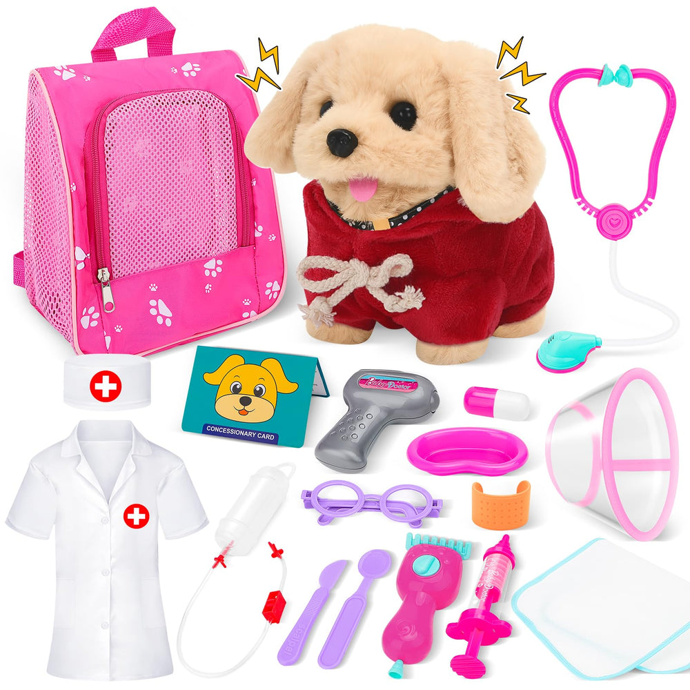 deao dog toys doctor kit with walking dog for imaginative vet play and care