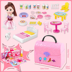 deAO doll house with dolls and furniture set for creative playtime.