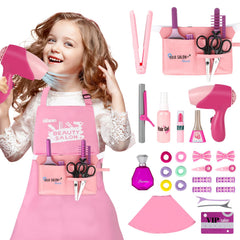 deAO Girls Beauty Salon Set hairdryer demonstrates real airflow for styling play.