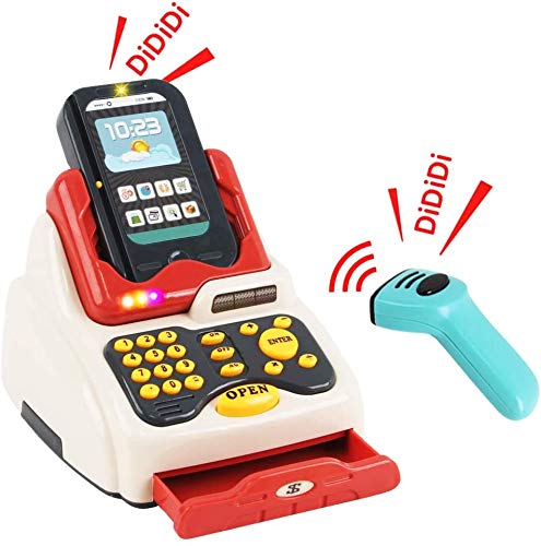 deAO Kids Supermarket cash register supports role-play storytelling and math practice.