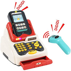 deAO Kids Supermarket cash register supports role-play storytelling and math practice.