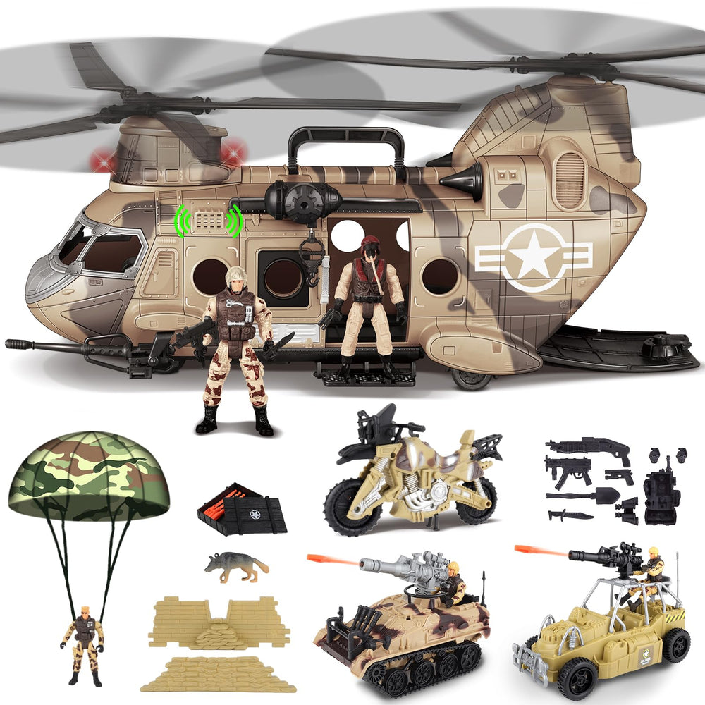 DeAO military helicopter toys set sparks imaginative flight adventures
