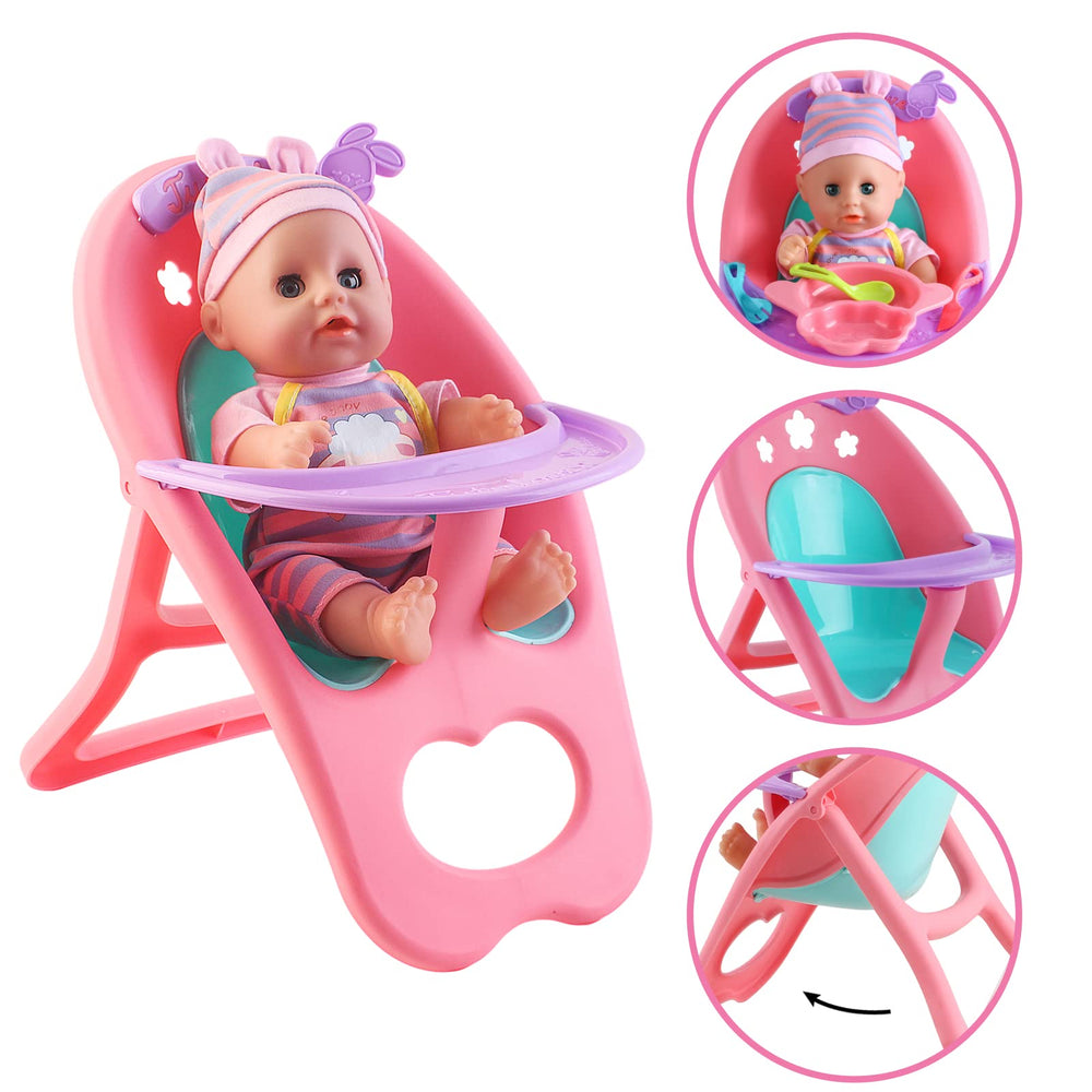 deAO miniature high chair for realistic feeding role-play.