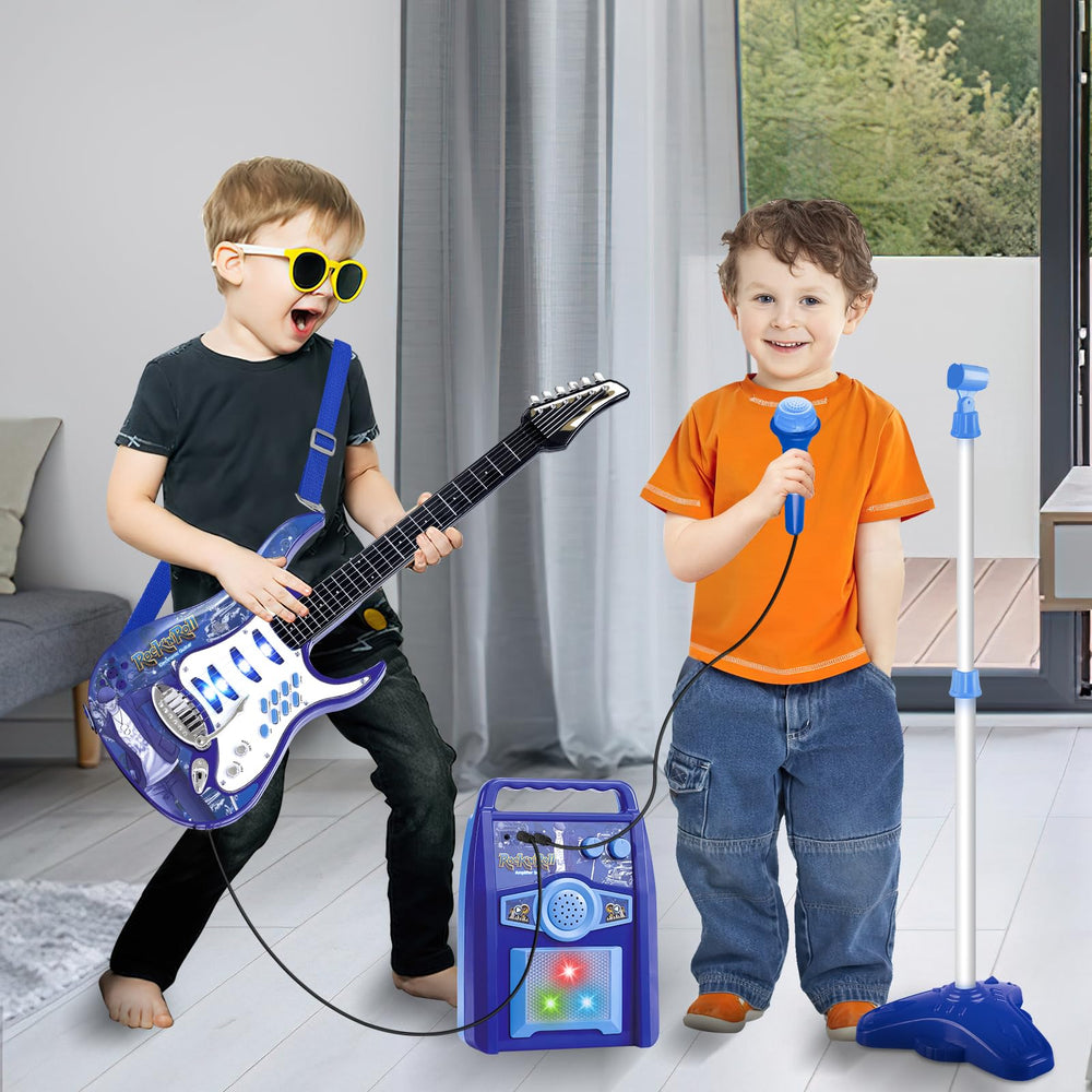 Packaging box for the deAO Musical Guitar Play Set makes a great gift