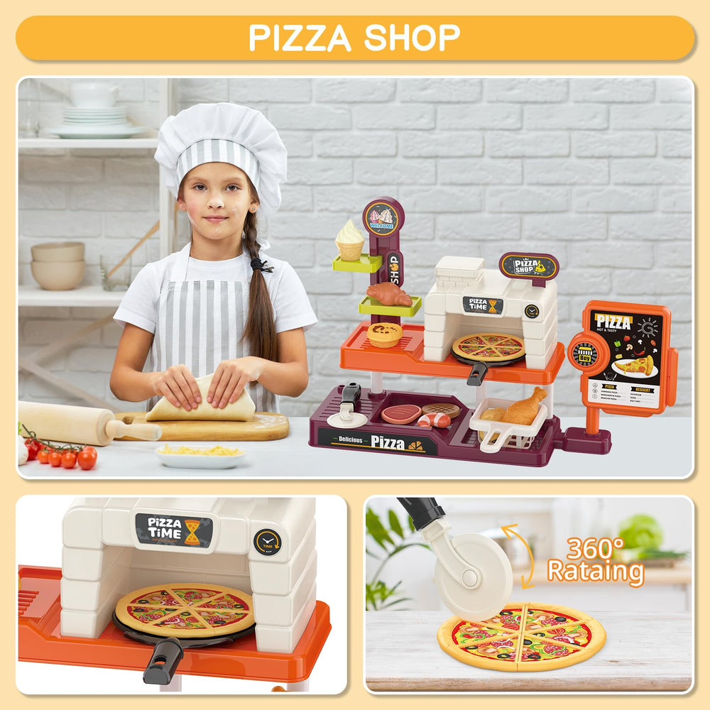 deAO pizza play set pizza slicer realistic cutting sound enhances immersive roleplay