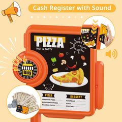 deAO pizza play set serving plate stores meals and supports sharing pretend meals