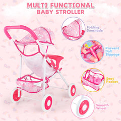 deAO stroller four EVA wheels—smooth movement on pretend playgrounds