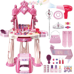 deAO toddler vanity dressing table with mirror for imaginative play and grooming