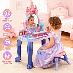 deAO 13-key toy piano enhances pretend makeup routines with music