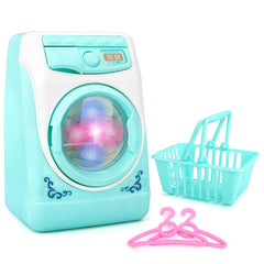 deAO washing machine toy with open door invites imaginative laundry play for kids.