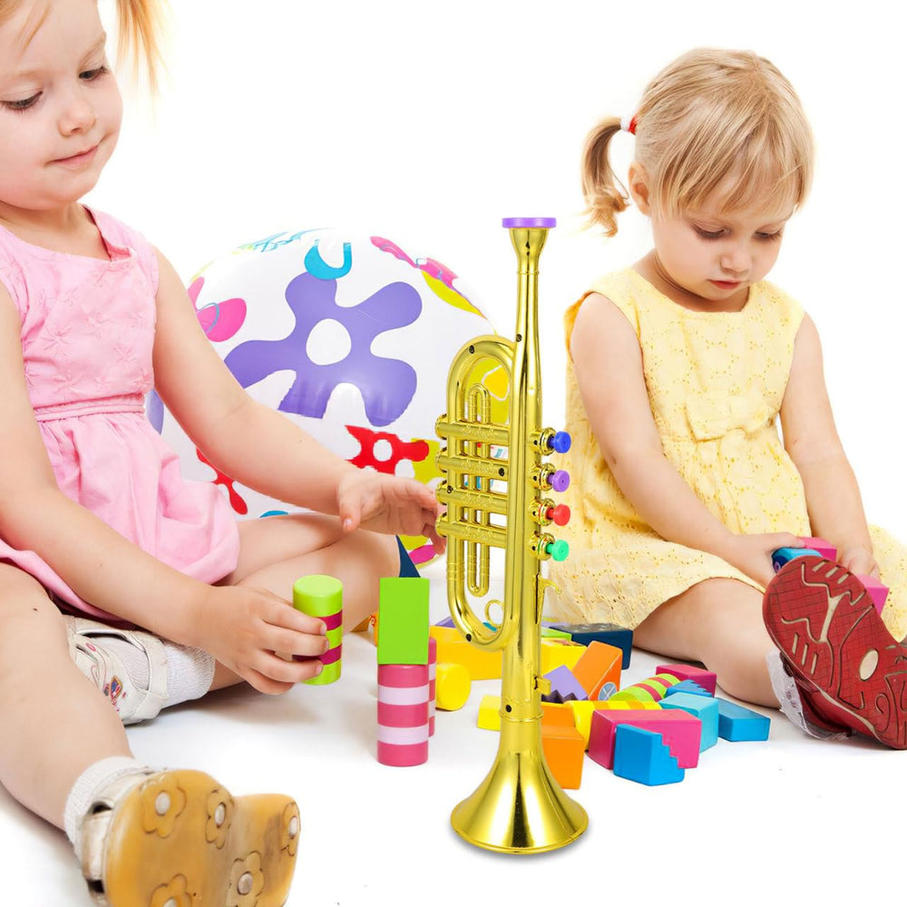 DEARMAMY durable plastic trumpet toy built for persistent use.