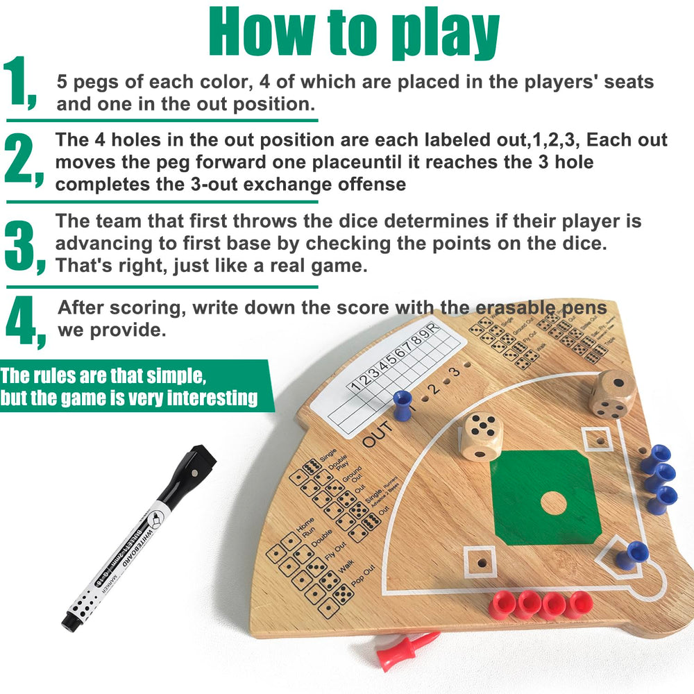 Deartisan Baseball Board Game detailed finish offers a smooth, splinter-free surface