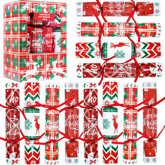 Decodinli Christmas crackers with hats inside offer festive table decor and laughter.