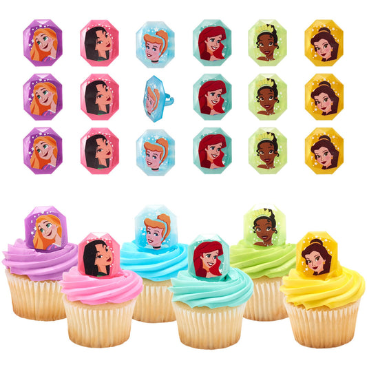DecoPac Disney Princess gemstone rings showcase six princesses for party toppers
