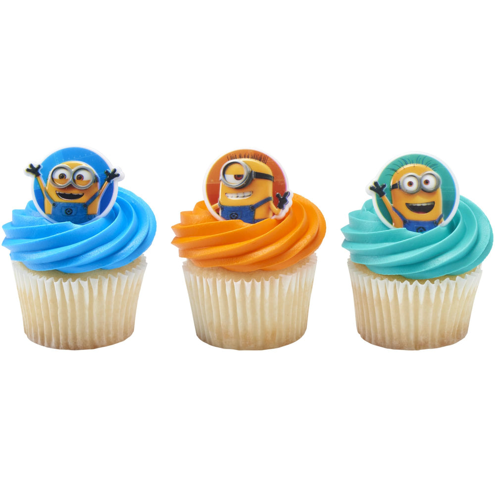 Cupcake with DecoPac Minions ring on a muffin for celebration